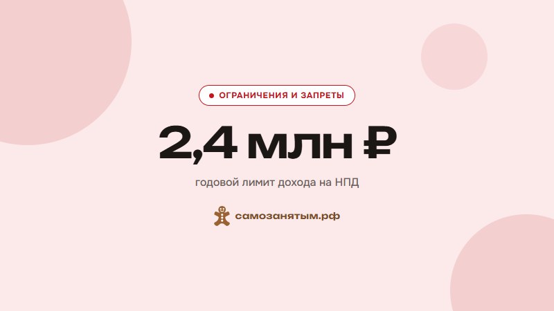Лимит 2,4 млн ₽ — годовой лимит дохода на НПД