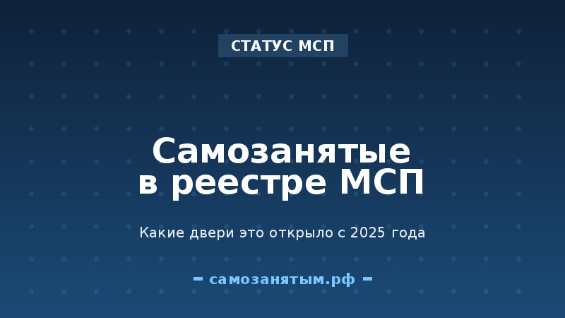 Самозанятые в реестре МСП с 2025: какие двери это открыло